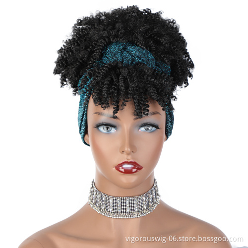 Vigorous Wigs For Black Women Water Wave Synthetic Hair Wigs With Headband Glueless Scarf Headband Wig Synthetic Fiber Hair